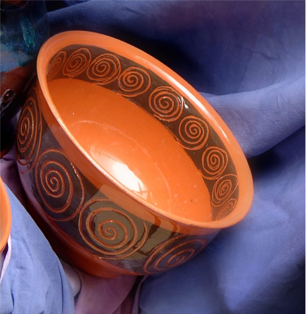 Helezon dekorlu çanak / Spiral decorated pottery handmade 